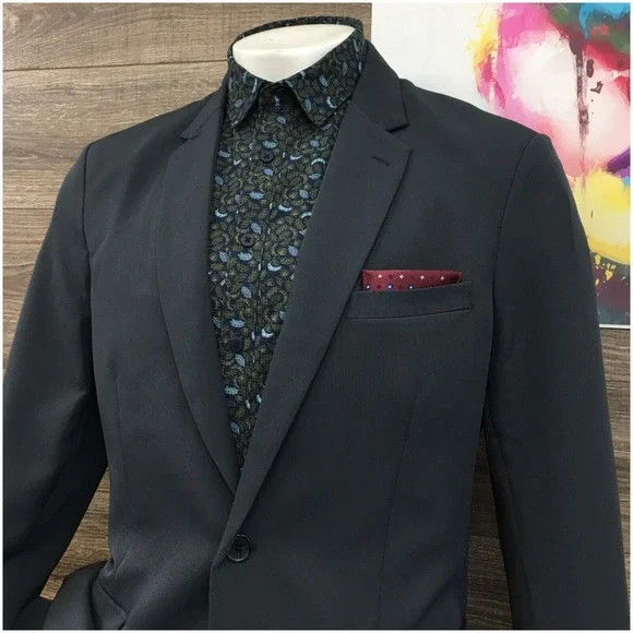 &COLLAR Mens‎ Blazer Sport Coat Casual Jacket Size 46 Performance Suit Stretch